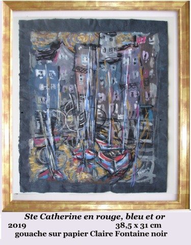 Peinture intitulée "Ste Catherine en ro…" par Ioana, Œuvre d'art originale, Gouache