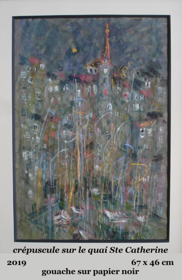 Peinture intitulée "crépuscule sur le q…" par Ioana, Œuvre d'art originale, Gouache