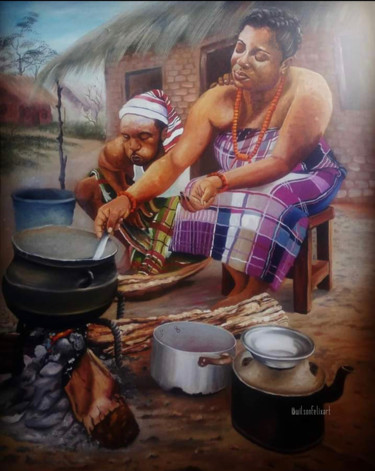 Painting titled "The Real African Man" by Wilson Felix Olugu, Original Artwork, Oil