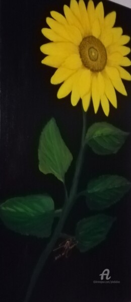 Peinture intitulée "Fleur de tournesol" par Marie Phebidias, Œuvre d'art originale, Acrylique