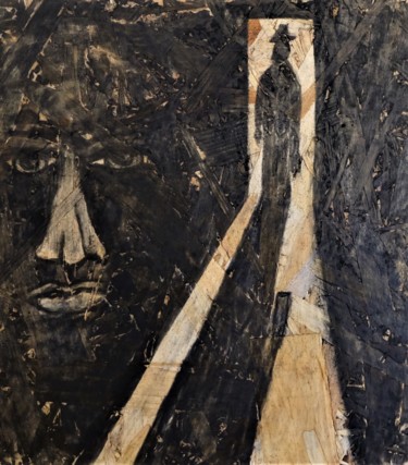 Painting titled "Out of the Blues #a…" by Linedot, Original Artwork, Charcoal