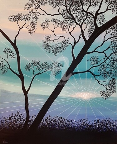 Peinture intitulée "Arbres et lumière v…" par Henri Ibara, Œuvre d'art originale, Acrylique Monté sur Châssis en bois