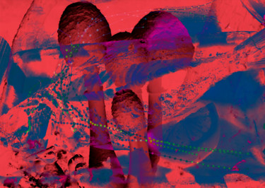 Digitale Kunst getiteld "quatre champignons…" door Michel Tabanou, Origineel Kunstwerk, Digitaal Schilderwerk