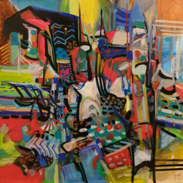 Arithmos et logos (de la couleur) Painting titled "Arithmos et logos (…" by Muriel Cayet, Original Artwork, Acrylic Mounted on Wood Stretcher frame