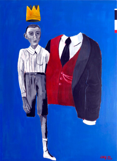 绘画 标题为“Le gilet rouge” 由Eddy Legrand, 原创艺术品, 丙烯