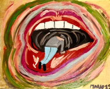 Painting titled "Bocca di rosa" by Mario Pratesi, Original Artwork, Oil
