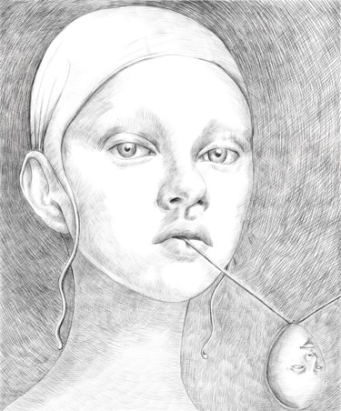 Dibujo titulada "Sister" por Fabio Dainese, Obra de arte original, Punta de plata