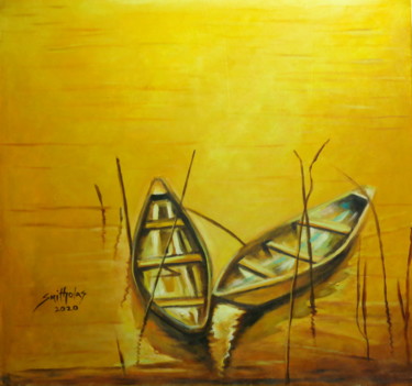 Schilderij getiteld "Canoe series" door Olaoluwa Smith, Origineel Kunstwerk, Acryl