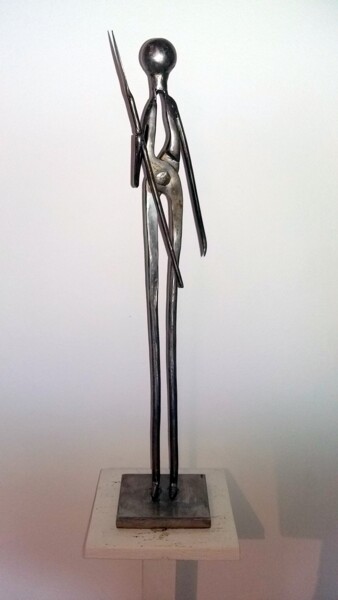 Sculptuur getiteld "MASSAÏ GARDIEN DE L…" door Gerard Lami, Origineel Kunstwerk, Metalen