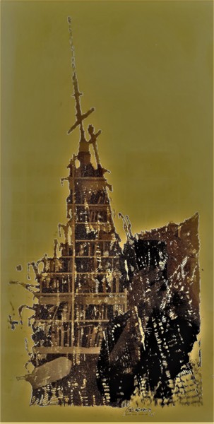 Digitale Kunst mit dem Titel "Kirche frisst Bombe…" von Stephan Rodriguez Warnemünde, Original-Kunstwerk, 2D digitale Arbeit