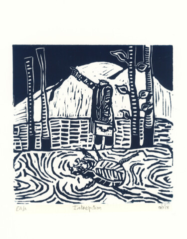 印花与版画 标题为“Introspection” 由Eddy Legrand, 原创艺术品, Linocuts
