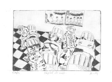Printmaking titled "Hôpital de nuit" by Eddy Legrand, Original Artwork, Etching