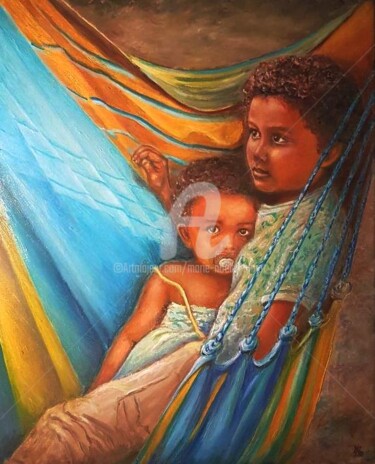 Peinture intitulée "Tendre réconfort" par Marie-Noëlle Amiot, Œuvre d'art originale, Huile