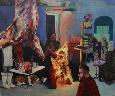 Lilies in the corpses Painting titled "Lilies in the corps…" by Nizaac Vallejo, Original Artwork, Oil