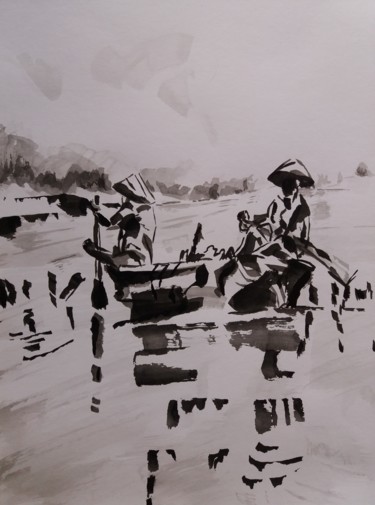 Peinture intitulée "Min Binh 2" par Marc Declercq, Œuvre d'art originale, Encre
