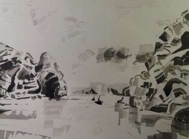 Peinture intitulée "Along Bay 1" par Marc Declercq, Œuvre d'art originale, Encre