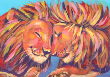 绘画 标题为“Love and Lions” 由Ksenia Tsyganyuk, 原创艺术品, 丙烯