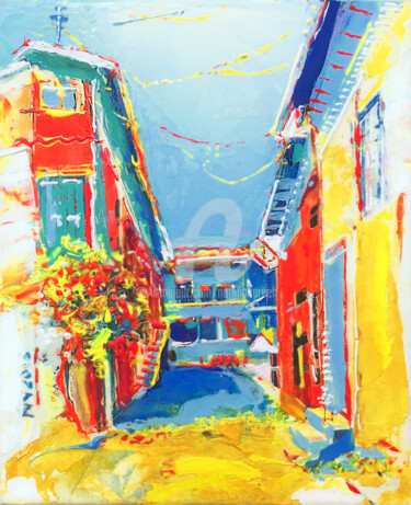 peinture acrylique sur toile paysage d'architecture d'Ain Peinture intitulée "peinture acrylique…" par Natalia Kuruch, Œuvre d'art originale, Acrylique
