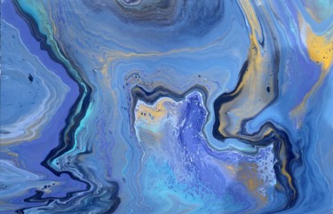Peinture intitulée "BLEU ET OR" par Cendrique Nouchy-Desjeux (Cendrique Art), Œuvre d'art originale, Acrylique