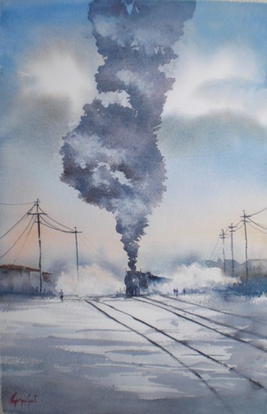 绘画 标题为“trains 16” 由Giorgio Gosti, 原创艺术品, 水彩