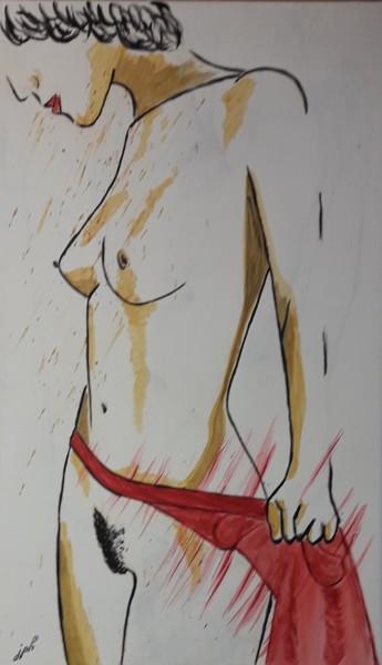 绘画 标题为“Femme au paréo rouge” 由Jean Philippe Dufau, 原创艺术品, 丙烯