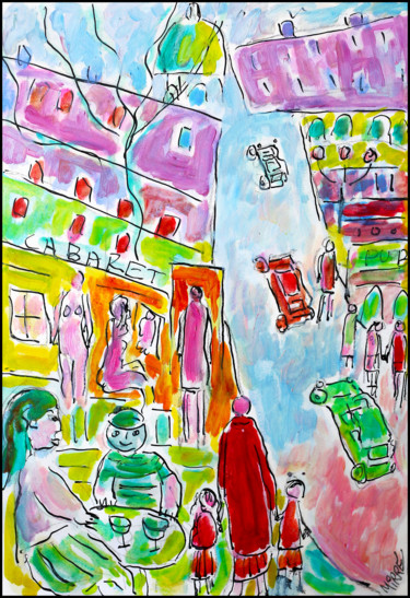 Peinture intitulée "Jour de grève" par Jean Mirre, Œuvre d'art originale, Huile
