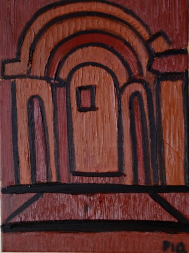 Peinture intitulée "Intérieur Eglise" par Gilles Piquereau, Œuvre d'art originale, Huile