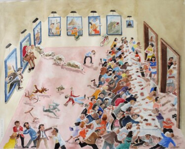Painting titled "Vernissage" by Jean Marie Lecoix, Original Artwork, Watercolor