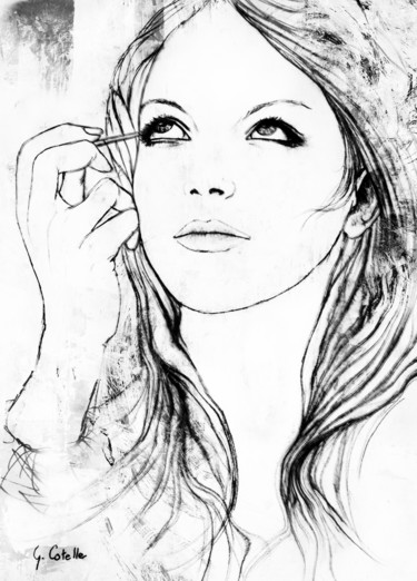 Dessin intitulée "Retouche" par Gabriel Cotelle, Œuvre d'art originale, Crayon