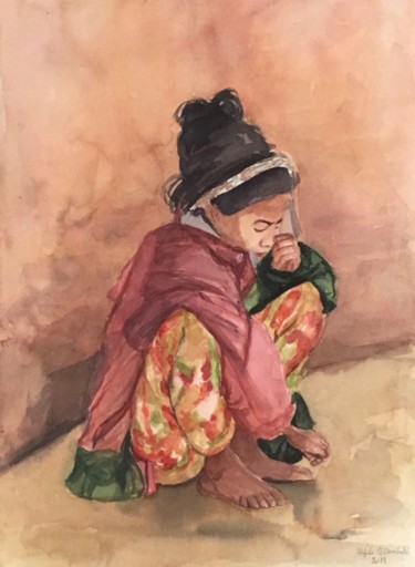 Peinture intitulée "Inocencia" par Hafida El Oumlouki Shaïmi, Œuvre d'art originale, Aquarelle
