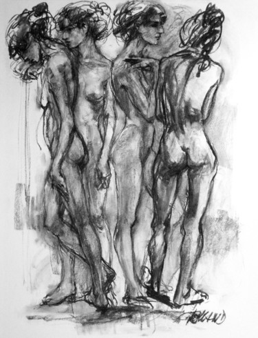 Dessin intitulée "fusain 1998 12" par Christian Rolland, Œuvre d'art originale, Fusain