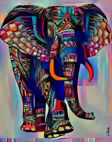 Elefante sagrado - Mix media - 70x50 cm