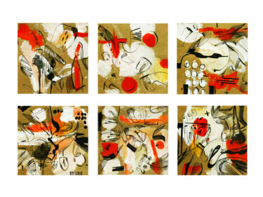"Mood lines. Sand and his dreams" A set of 6 separate works 图画 标题为“"Mood lines. Sand a…” 由Olya Kartavaya, 原创艺术品, 丙烯