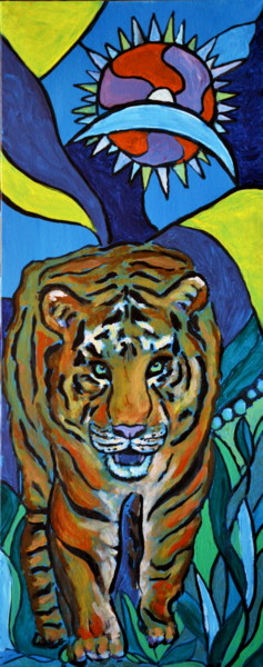 Painting titled "Tiger #artistsuppor…" by Rob Oliver, Original Artwork, Acrylic