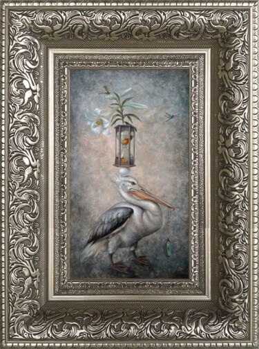 Pyramid with Pelican-2. Framed Print on canvas