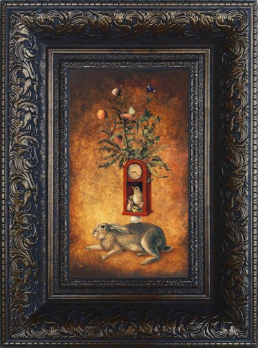 Pyramid with Hare. Framed Print on canvas