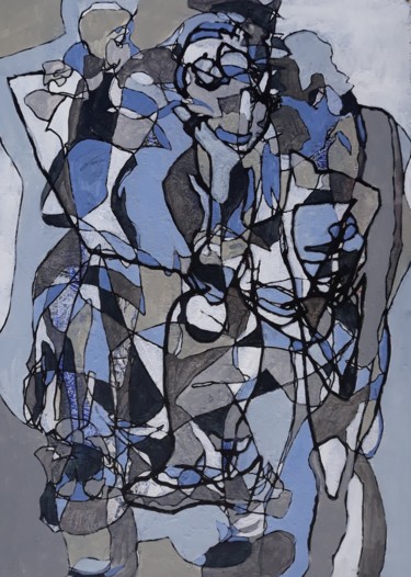 Painting titled "Crowded" by Jill Carrott, Original Artwork, Acrylic