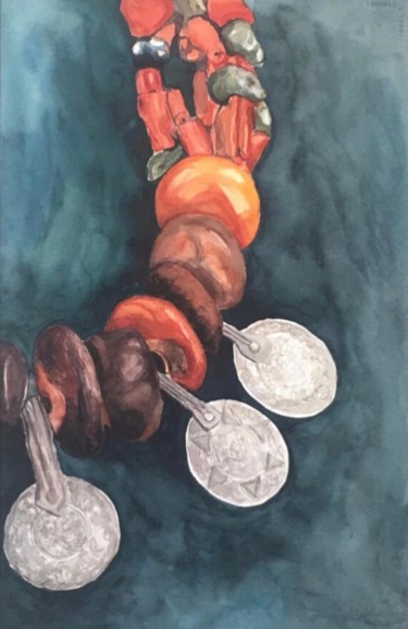 Peinture intitulée "LOUBANE II" par Hafida El Oumlouki Shaïmi, Œuvre d'art originale, Aquarelle