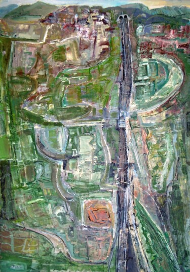 Painting titled "Railway line / Lign…" by Christopher Foster, Original Artwork, Oil