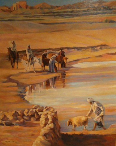Peinture intitulée "NOMADAS" par Hafida El Oumlouki Shaïmi, Œuvre d'art originale, Huile