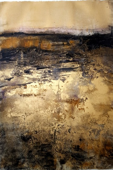 Peinture intitulée "Gold landscape" par Michele Quence, Œuvre d'art originale, Fusain