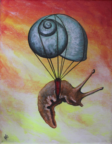 绘画 标题为“Escargot volant "Mi…” 由Jérémy Piquet, 原创艺术品, 丙烯 安装在木质担架架上