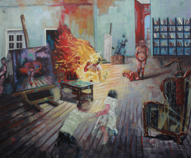 Peinture intitulée "Construction of an…" par Nizaac Vallejo, Œuvre d'art originale, Huile