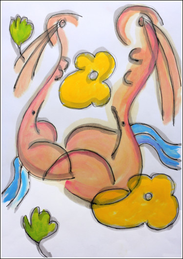 Painting titled "Demoiselles" by Jean Mirre, Original Artwork, Oil