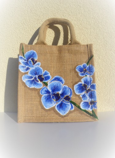 Orchidées bleues Design titled "Orchidées bleues" by Nora Leynadier, Original Artwork, Accessories
