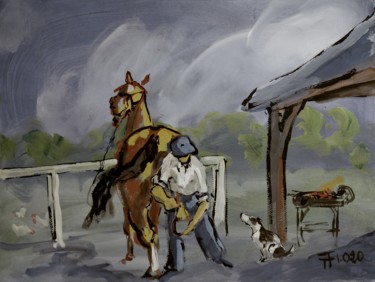 Drawing titled "Etude gouachée-Occu…" by Thierry Faure, Original Artwork, Gouache