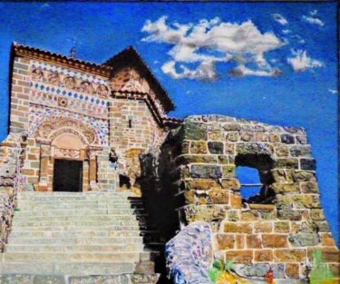 Peinture intitulée "L'église" par Philippe Lemesle, Œuvre d'art originale, Huile