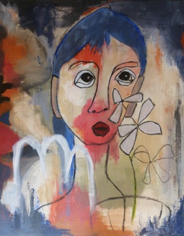 Peinture intitulée "Petite fleur" par Martine Flory, Œuvre d'art originale, Acrylique