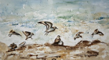 Peinture intitulée "bécasseaux" par Catherine Saint Fontaine, Œuvre d'art originale, Aquarelle
