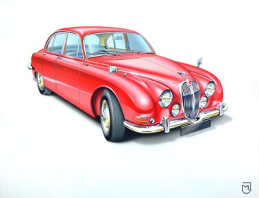 绘画 标题为“Jaguar car red” 由Michel Jegerlehner, 原创艺术品, 喷枪